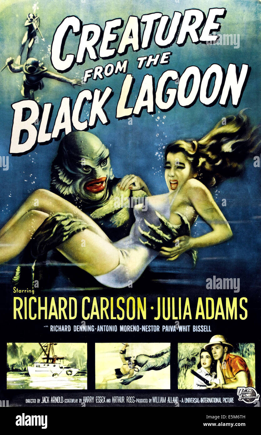 CREATURE FROM THE BLACK LAGOON, as 'the Creature': Ben Chapman, Ricou Browning; the girl: Julia Adams (aka 'Julie Adams'); Stock Photo