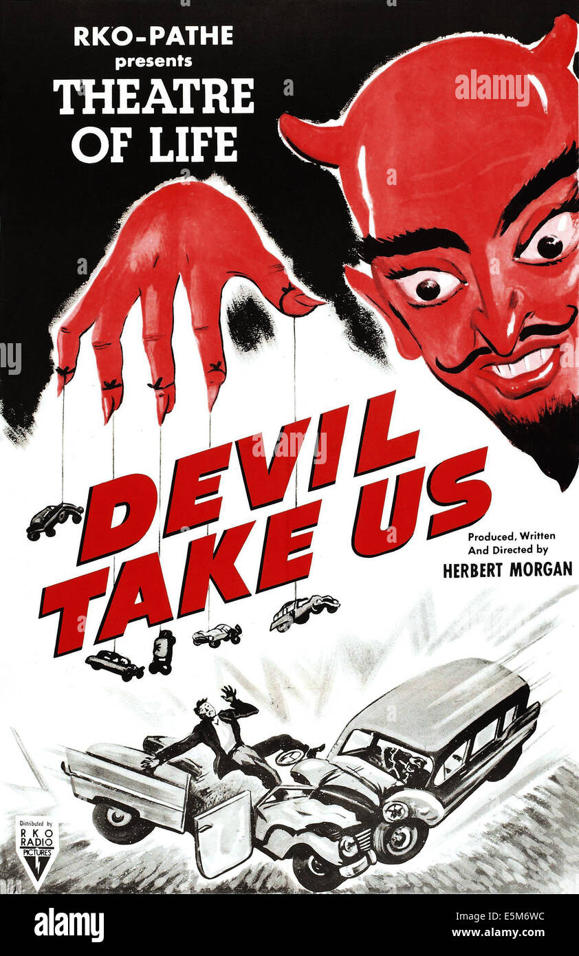DEVIL TAKE US, US poster art for automotive safety film, 1952 Stock Photo