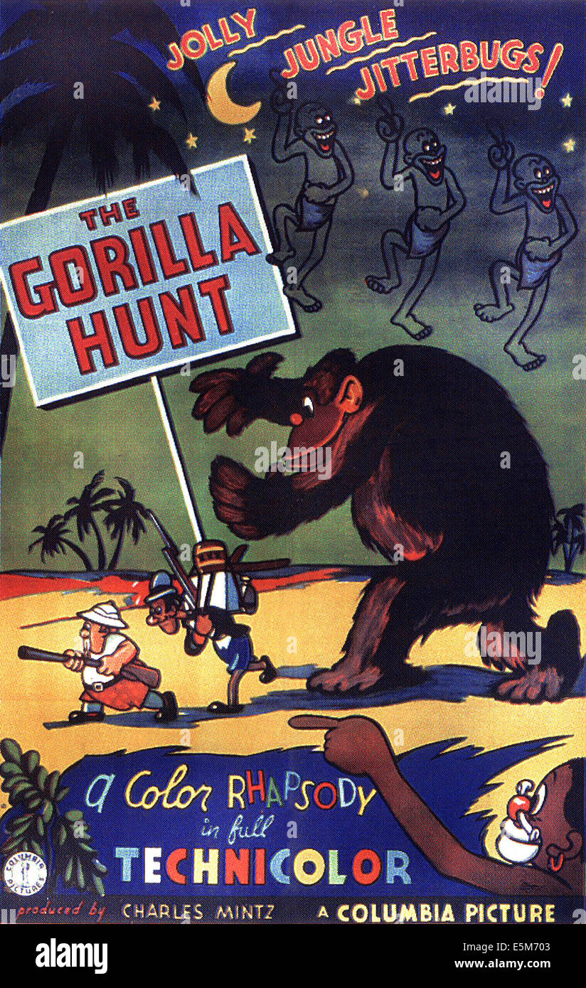 THE GORILLA HUNT, poster art for animated short film, 1939 Stock Photo