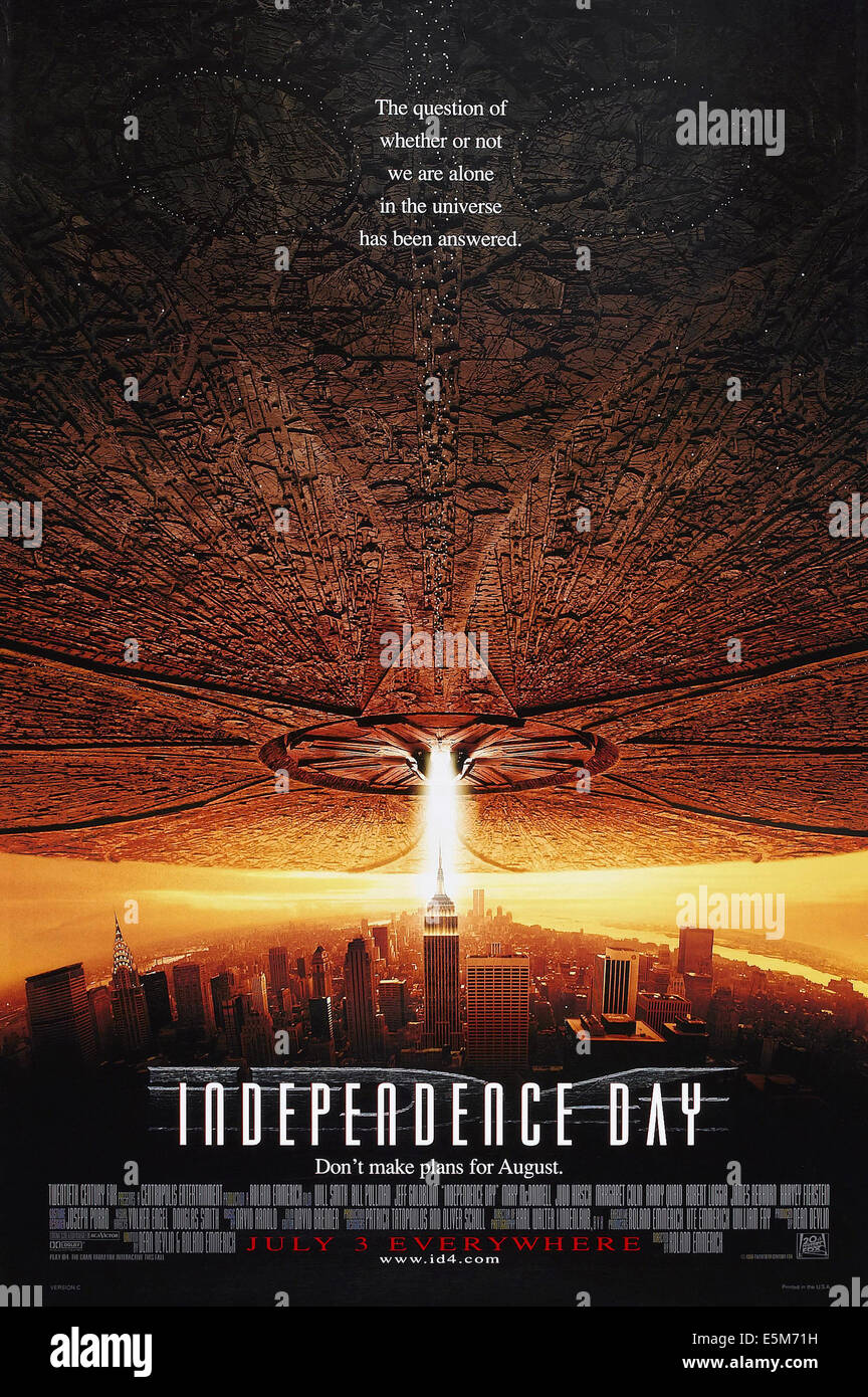 INDEPENDENCE DAY, US advance poster art, 1996.  TM and Copyright ©20th Century Fox Film Corp. All rights reserved/ Courtesy: Stock Photo