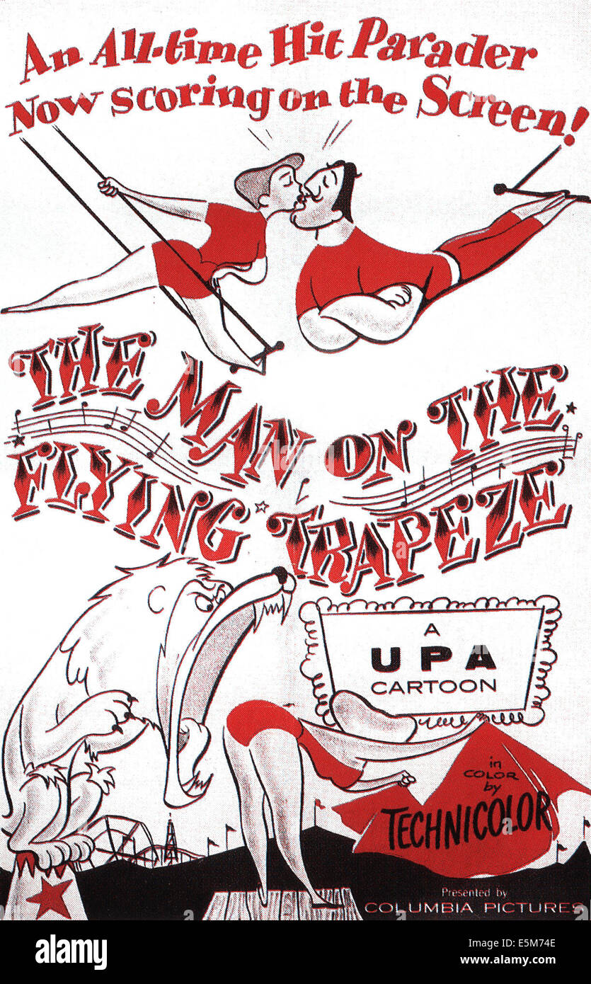 THE MAN ON THE FLYING TRAPEZE, poster art for animated short, 1954 Stock Photo