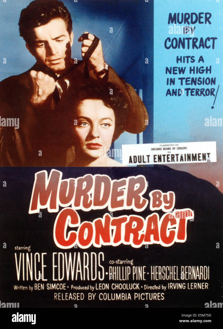MURDER BY CONTRACT, Vince Edwards (rear), Caprice Toriel, 1958 Stock Photo