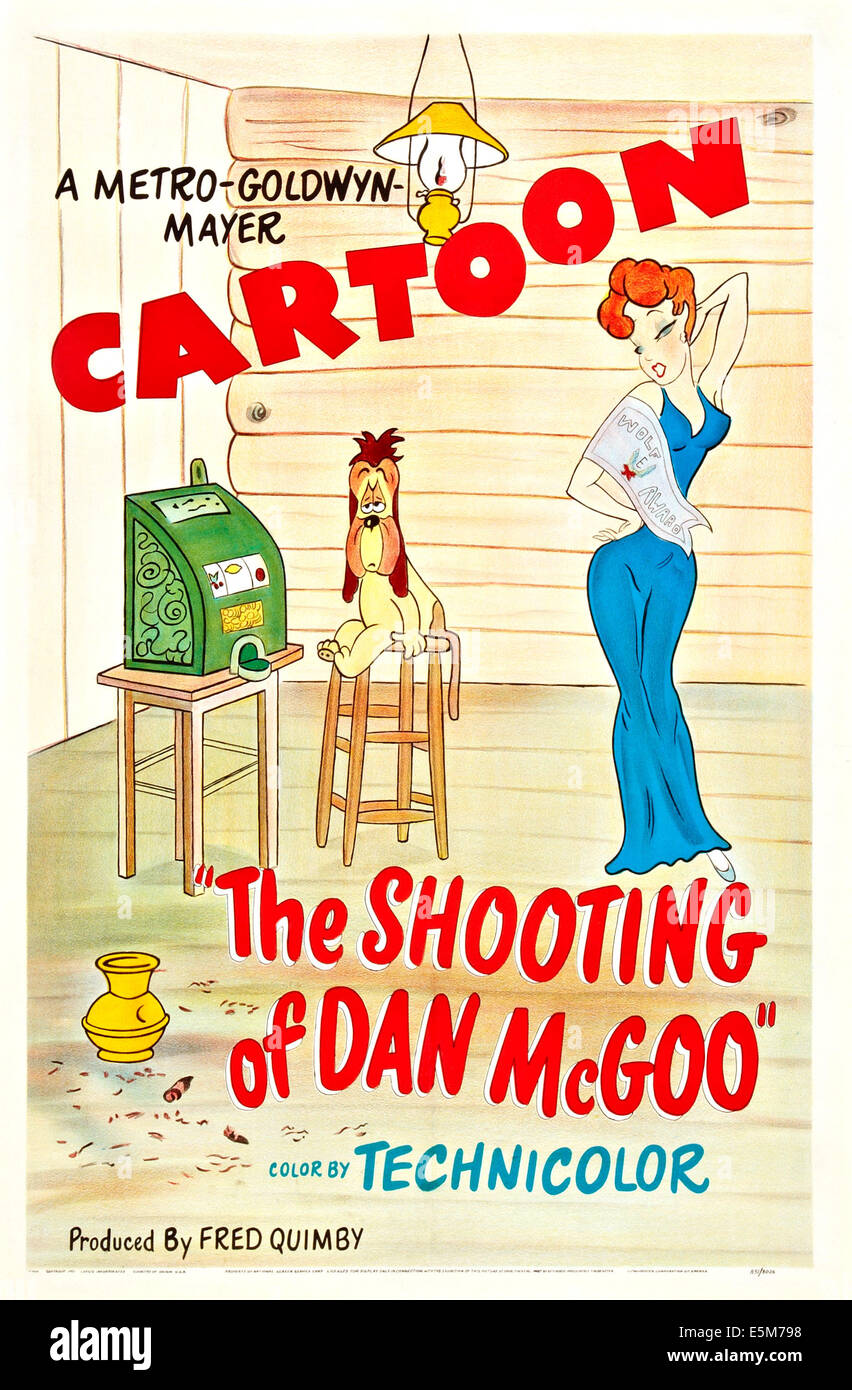SHOOTING OF DAN MCGOO,  Droopy Dog (left), poster art for animated short film, 1945 Stock Photo
