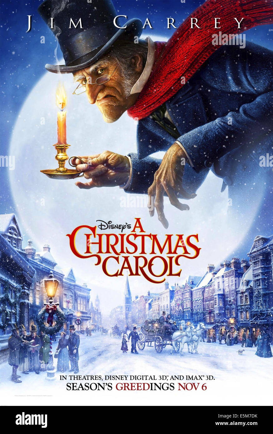 A CHRISTMAS CAROL, Ebenezer Scrooge (voice: Jim Carrey), 2009. ©Walt Disney Studios Motion Pictures/Courtesy Everett Collection Stock Photo