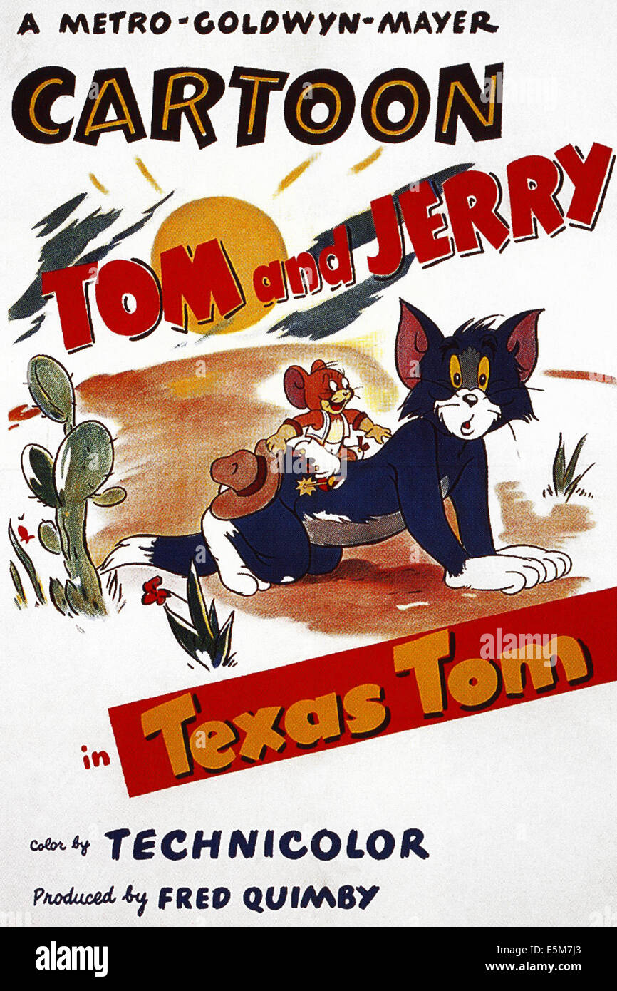 TEXAS TOM, poster art for MGM Tom and Jerry animated short, 1950 Stock Photo