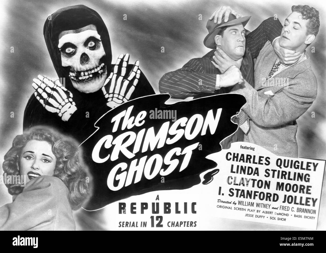 THE CRIMSON GHOST, Linda Stirling, Bud Geary, Clayton Moore, Charles Quigley, 1946 Stock Photo