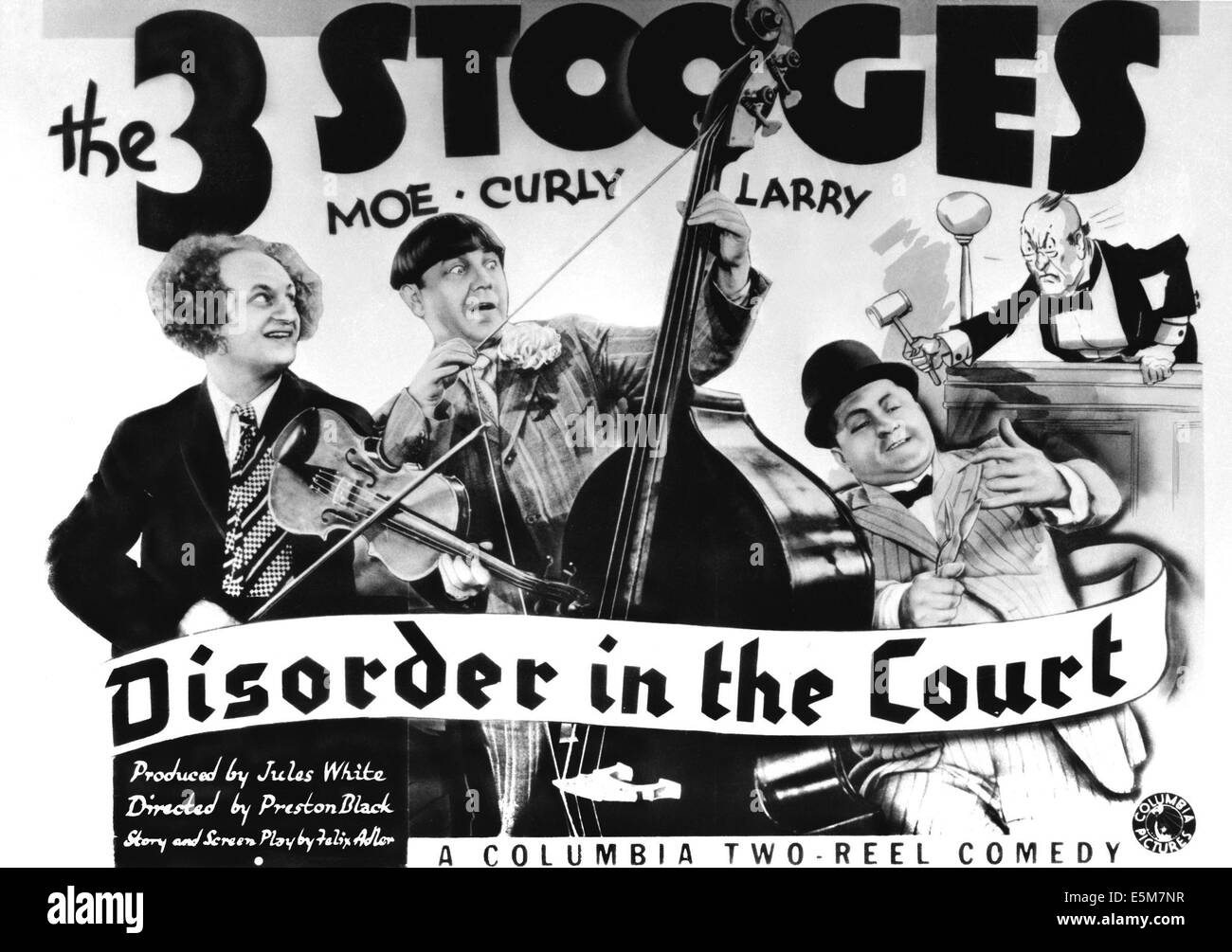 DISORDER IN THE COURT, Larry Fine, Moe Howard, Curly Howard [The Three Stooges], 1936 Stock Photo