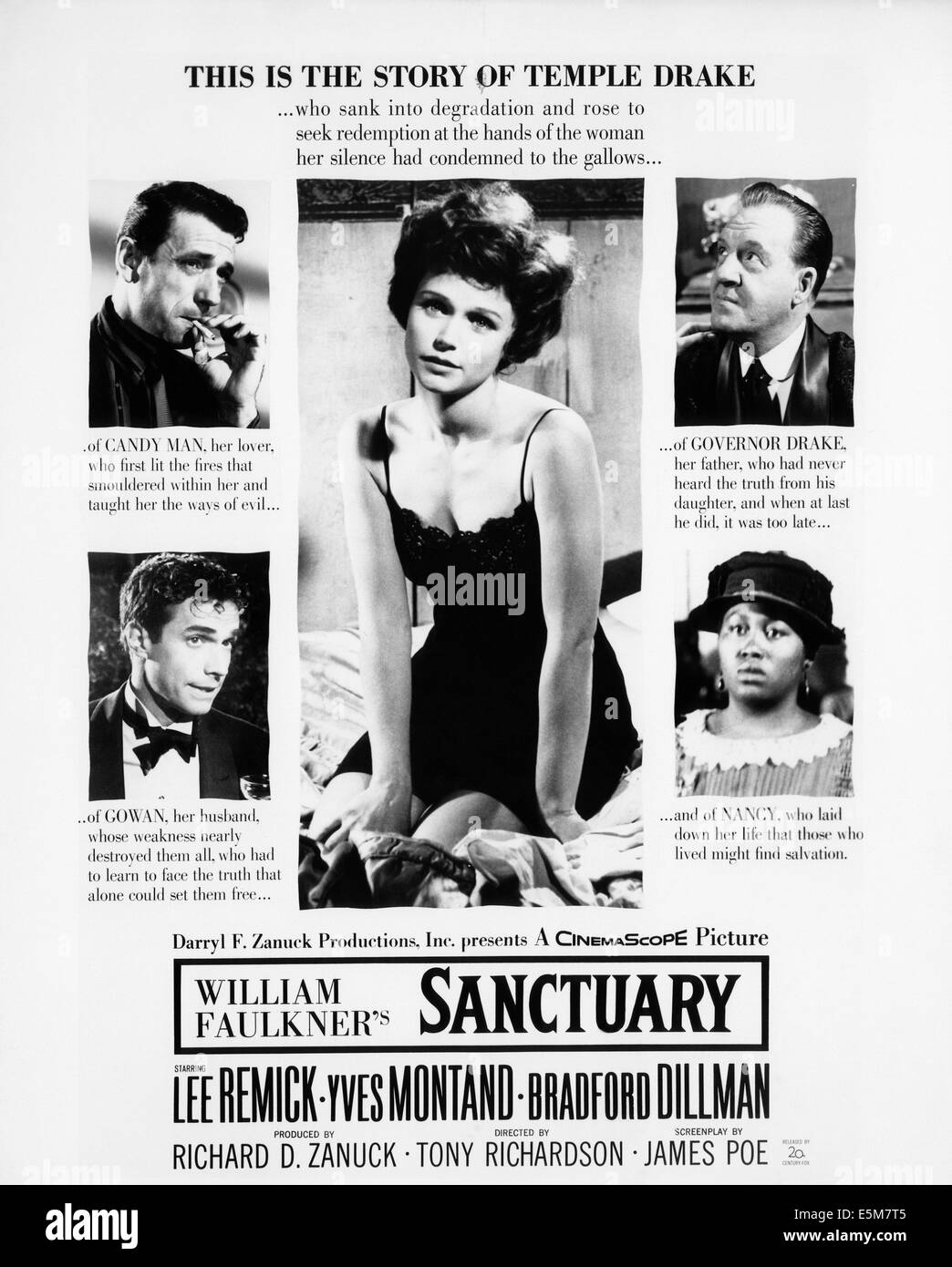 SANCTUARY, Lee Remick, Yves Montand, Bradford Dillman, Howard St. John, Odetta, 1961, TM and Copyright (c) 20th Century-Fox Stock Photo