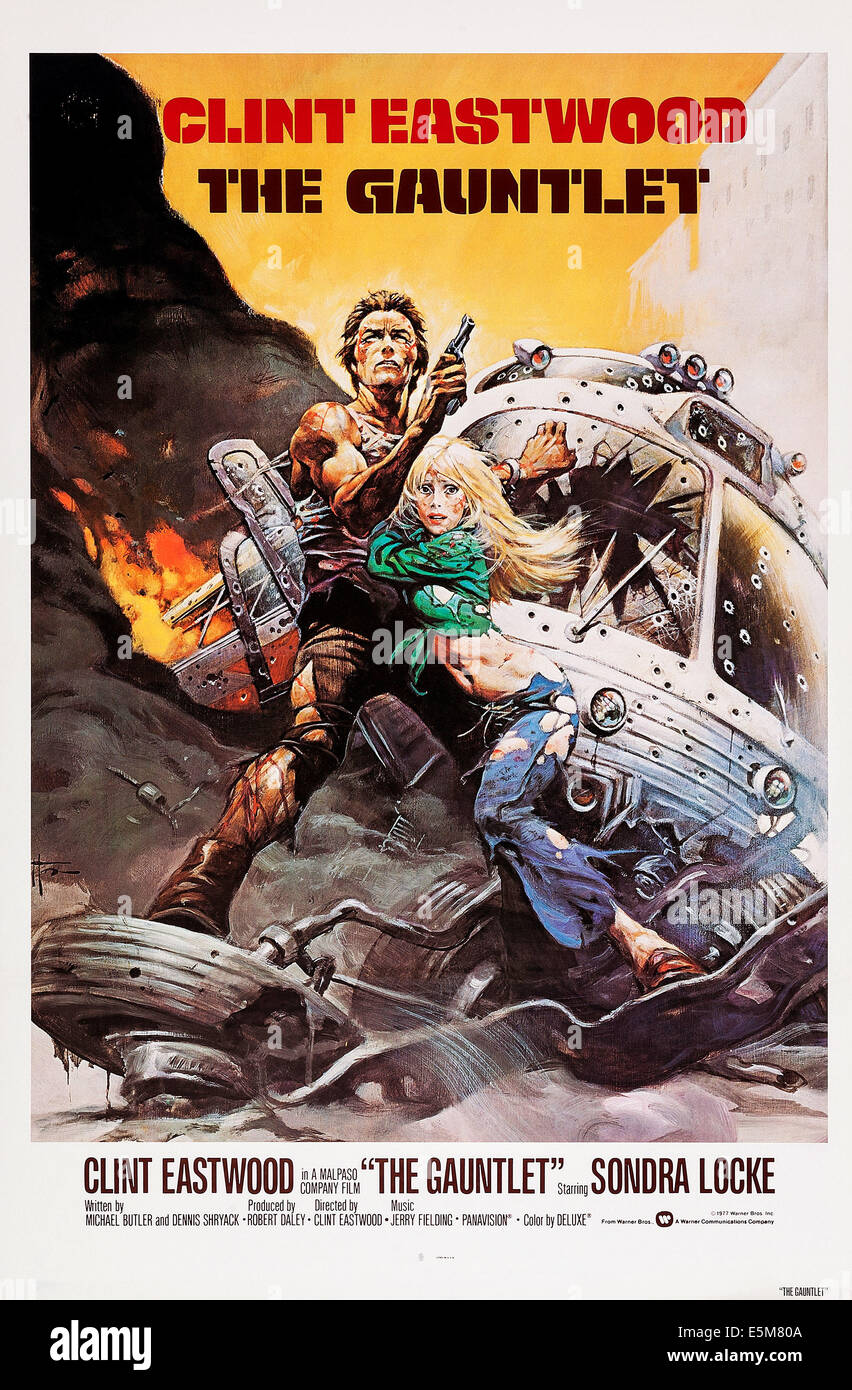THE GAUNTLET, US poster, from left Clint Eastwood, Sondra Locke, 1977