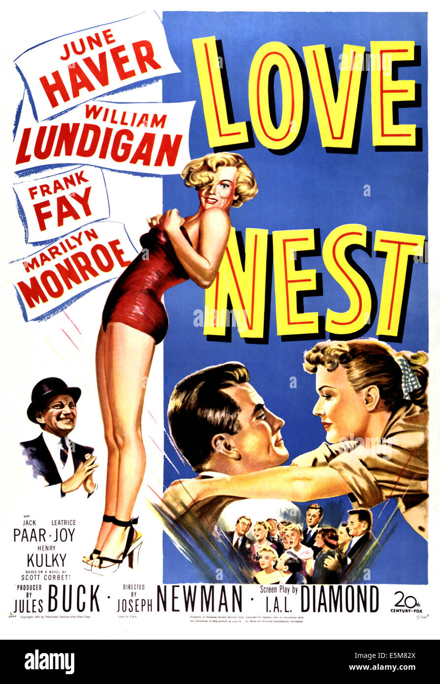 LOVE NEST, (poster art), Frank Fay, Marilyn Monroe, William Lundigan, June Haver, 1951, TM and Copyright © 20th Century Fox Stock Photo