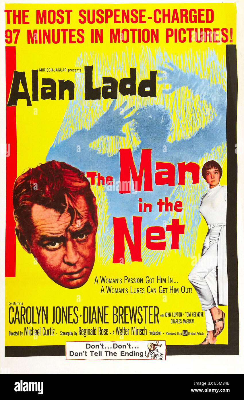 THE MAN IN THE NET, US poster art, from left: Alan Ladd, Carolyn Jones, 1959 Stock Photo