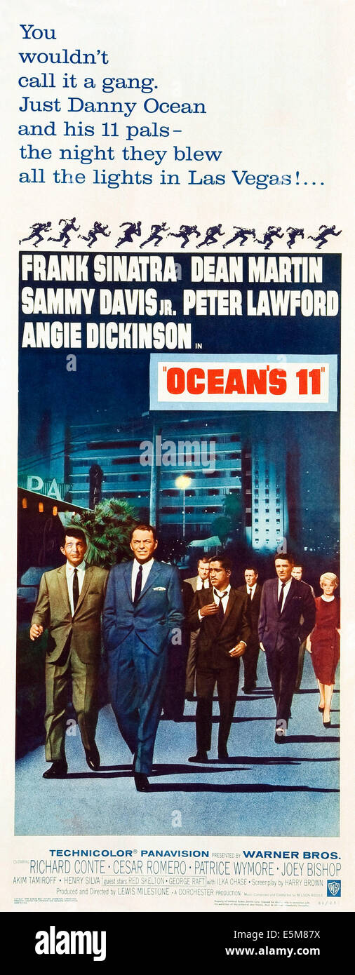 OCEAN'S ELEVEN, (aka OCEAN'S 11), Dean Martin, Frank Sinatra, Sammy Davis, Jr., Peter Lawford, Angie Dickinson, 1960 Stock Photo