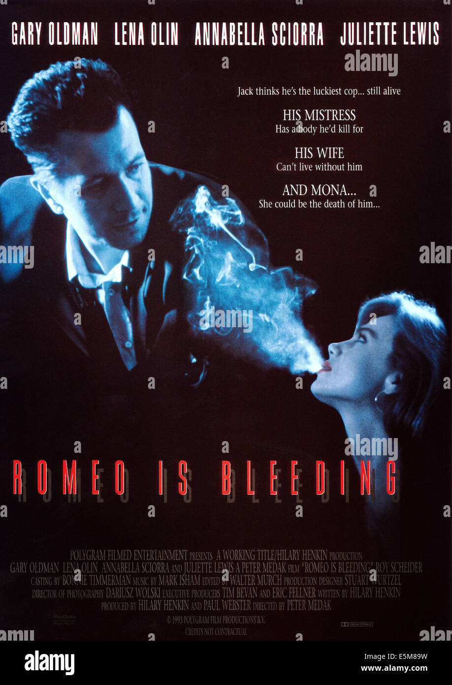 ROMEO IS BLEEDING, from left: Gary Oldman, Lena Olin, 1993, © Gramercy Pictures/courtesy Everett Collection Stock Photo