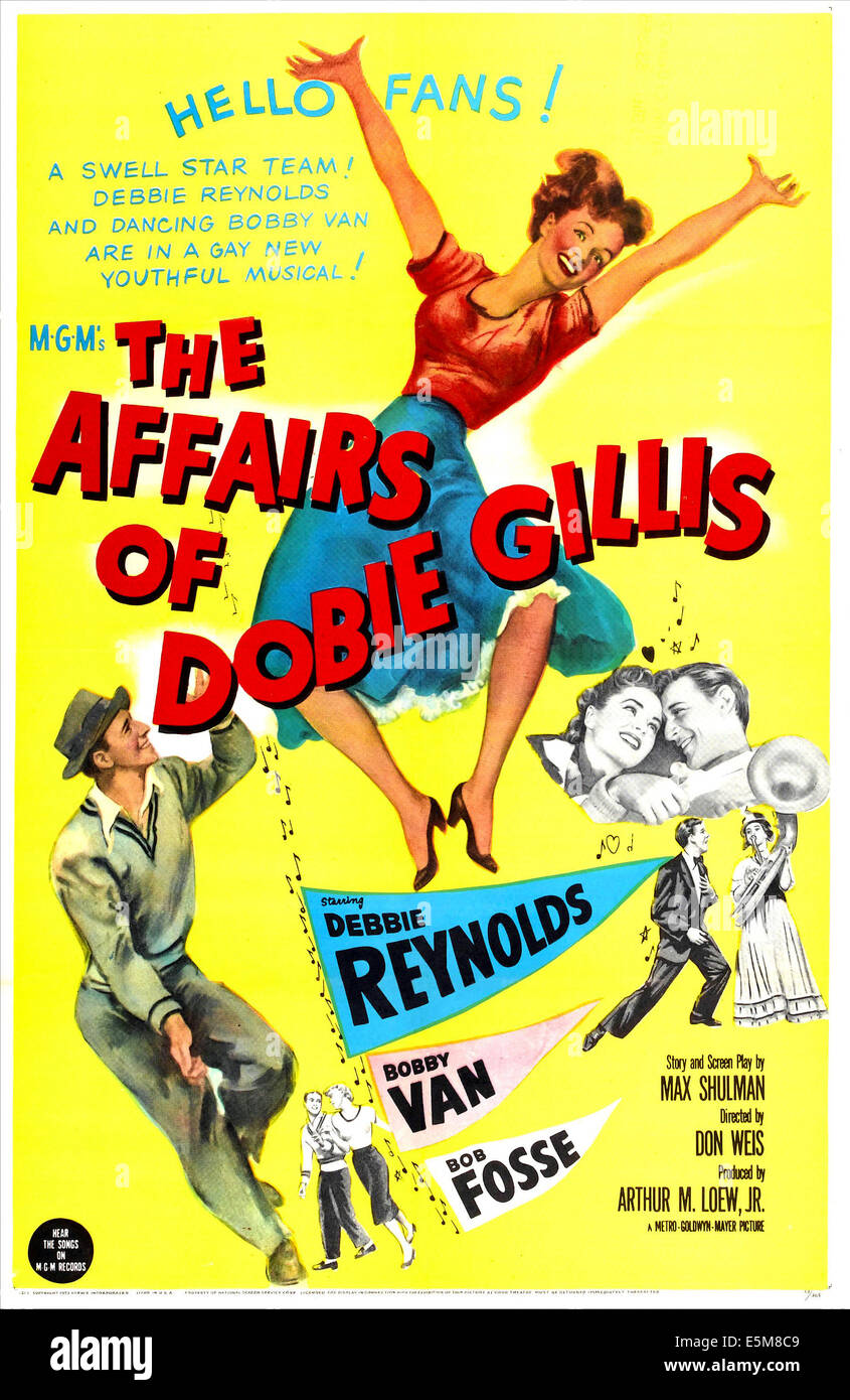 THE AFFAIRS OF DOBIE GILLIS, US poster, Debbie Reynolds, Bobby Van, 1953 Stock Photo