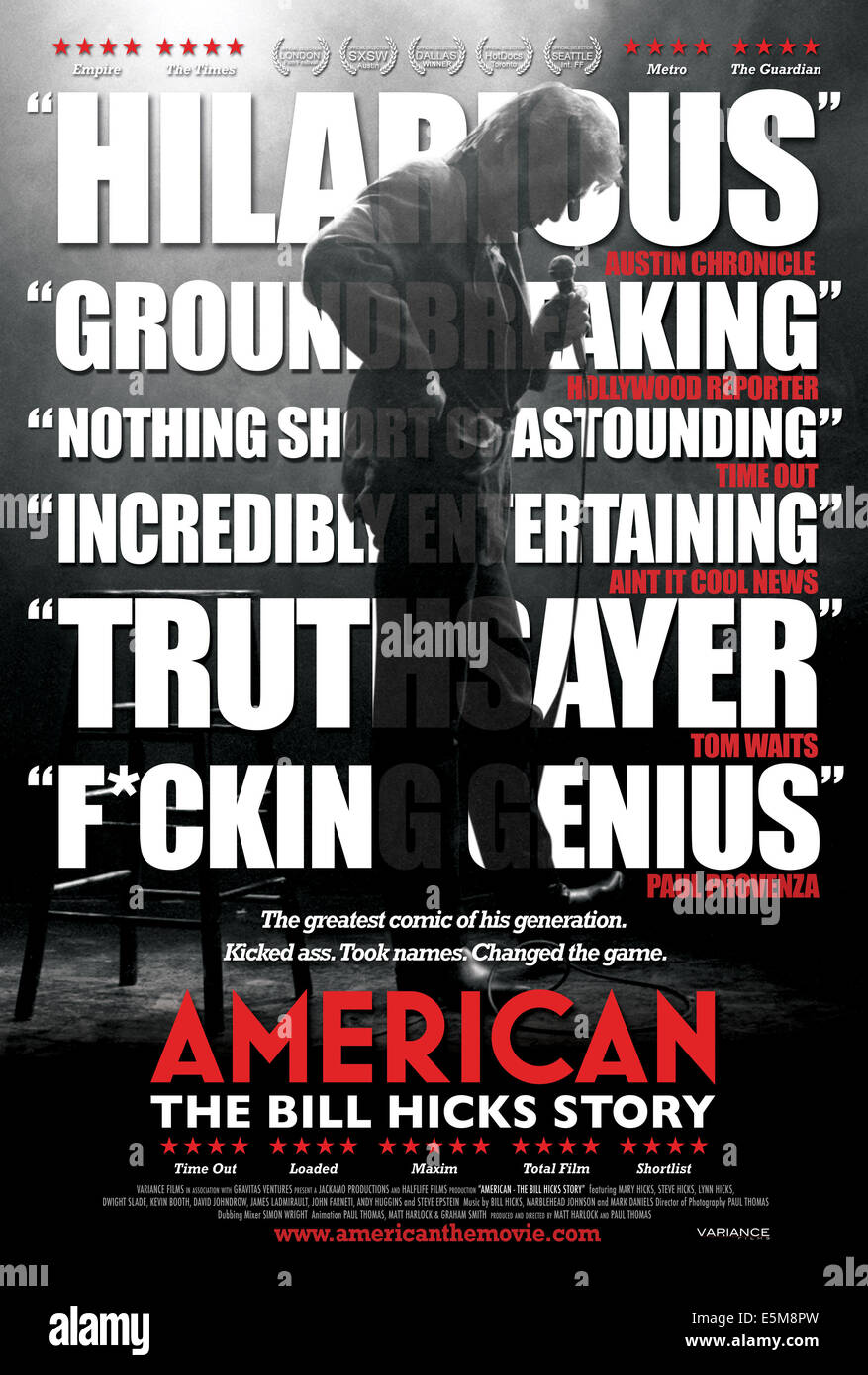 AMERICAN: THE BILL HICKS STORY, Bill Hicks, US poster art, 2009. ©Variance Films/courtesy Everett Collection Stock Photo