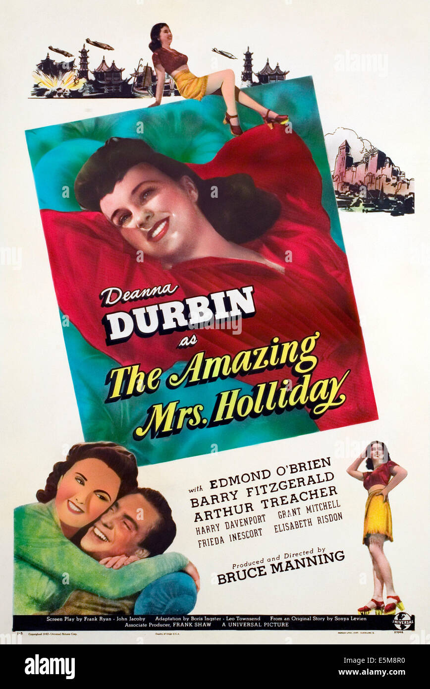 THE AMAZING MRS. HOLLIDAY, Deanna Durbin, Barry Fitzgerald, 1943. Stock Photo
