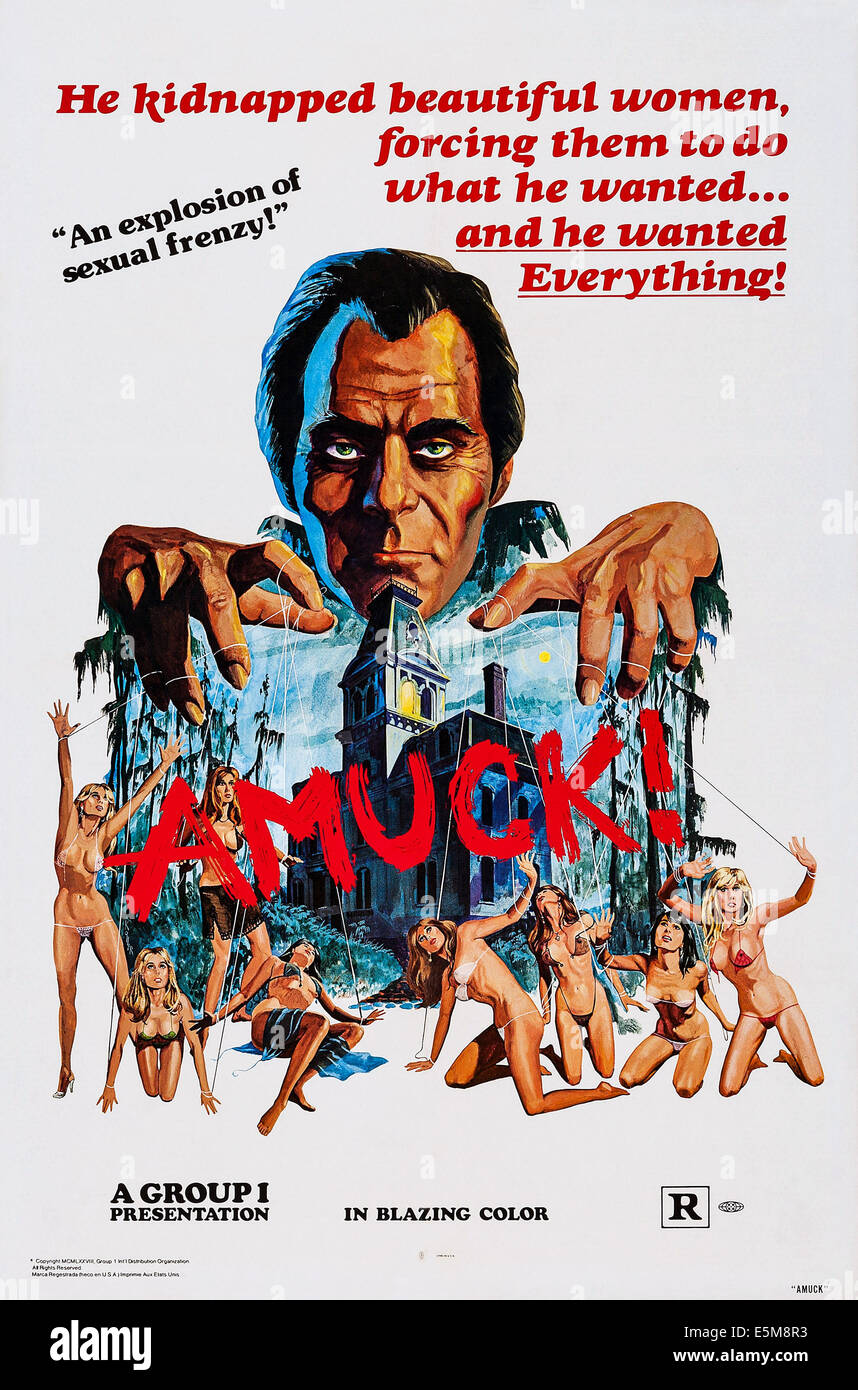 AMUCK, (aka ALLA RICERCA DEL PIACERE), Farley Granger on poster art, 1972. Stock Photo