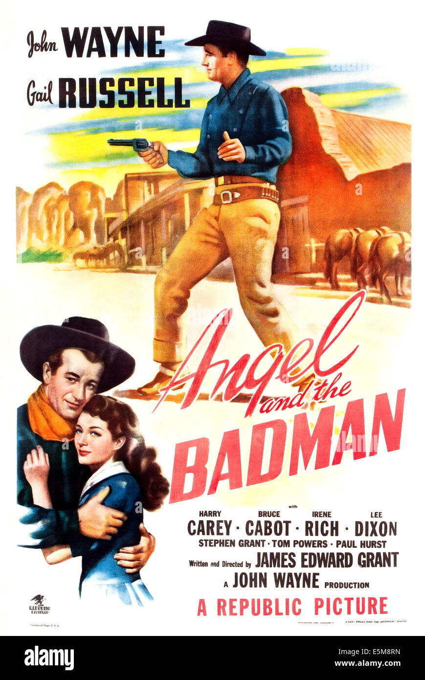 ANGEL AND THE BADMAN, top: John Wayne, lower left from left: John Wayne, Gail Russell, 1947. Stock Photo