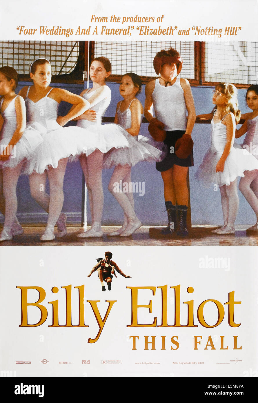 BILLY ELLIOT, US advance poster art, Jamie Bell (with gloves), 2000. ©Universal/courtesy Everett Collection Stock Photo