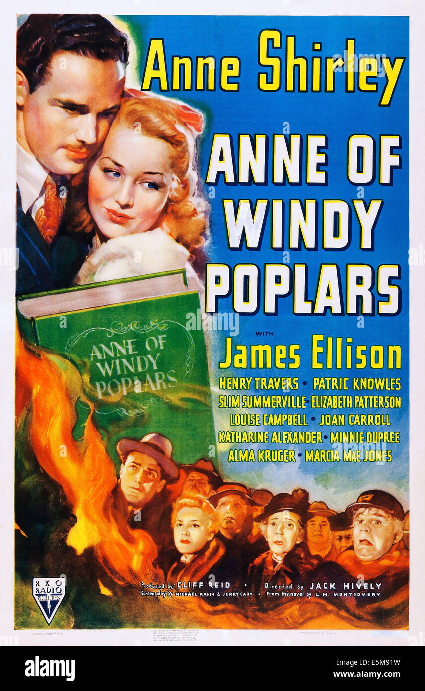 Anne Of Windy Poplars Us Poster Art Top From Left James Ellison Anne Shirley 1940 Stock Photo Alamy