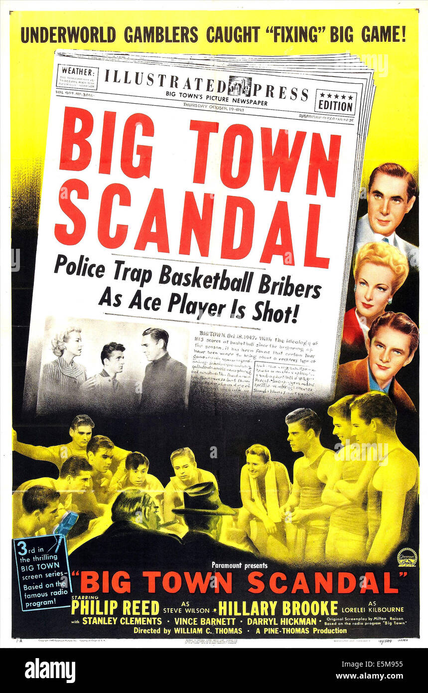 BIG TOWN SCANDAL (aka UNDERWORLD SCANDAL), US poster, right from top: Phillip Reed, Hillary Brooke, Stanley Clements, 1948 Stock Photo