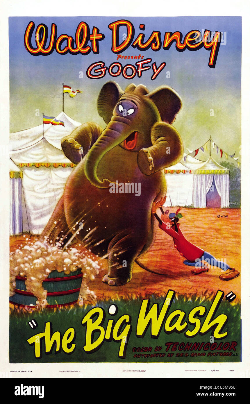 THE BIG WASH, US poster, from left: Dolores the elephant, Goofy, 1948 Stock Photo