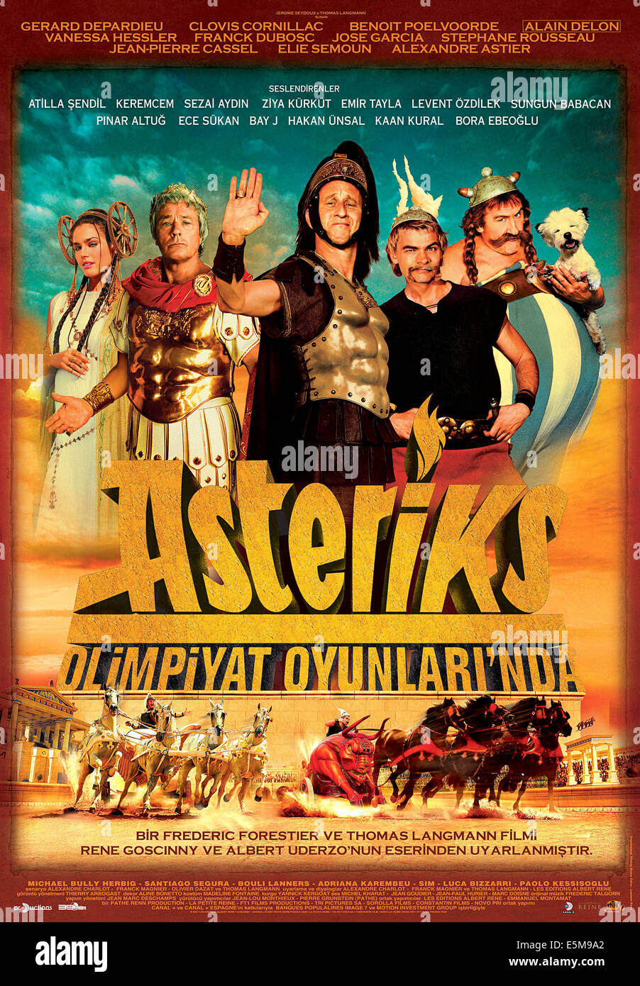 ASTERIX AT THE OLYMPIC GAMES, (aka ASTERIX AUX JEUX OLYMPIQUES), Vanessa Hessler, Alain Delon as Julius Caesar, Benoit Stock Photo