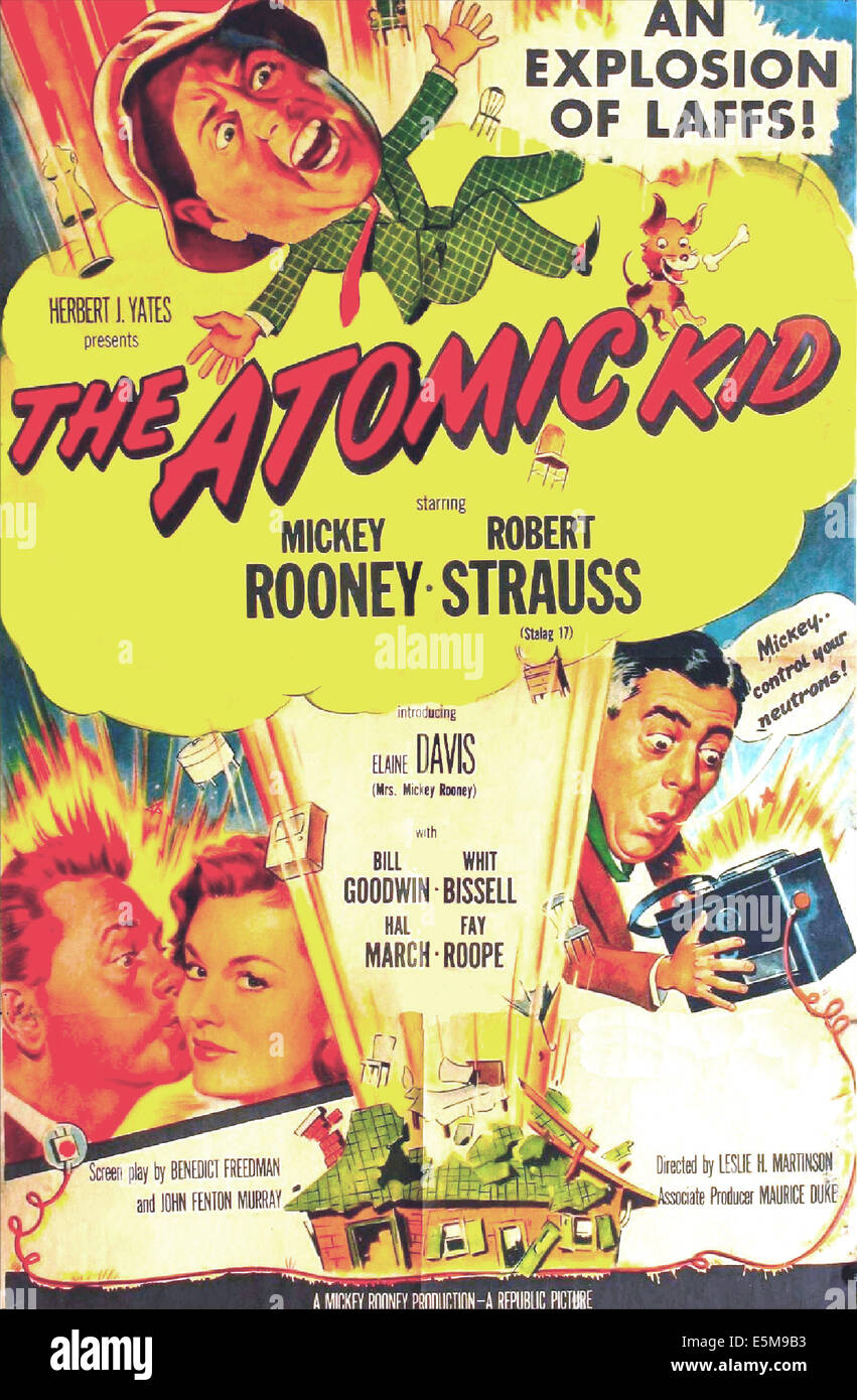 THE ATOMIC KID, US poster, Mickey Rooney (top), bottom from left: Mickey Rooney, Elaine Devry (as Elaine Davis), Robert Stock Photo