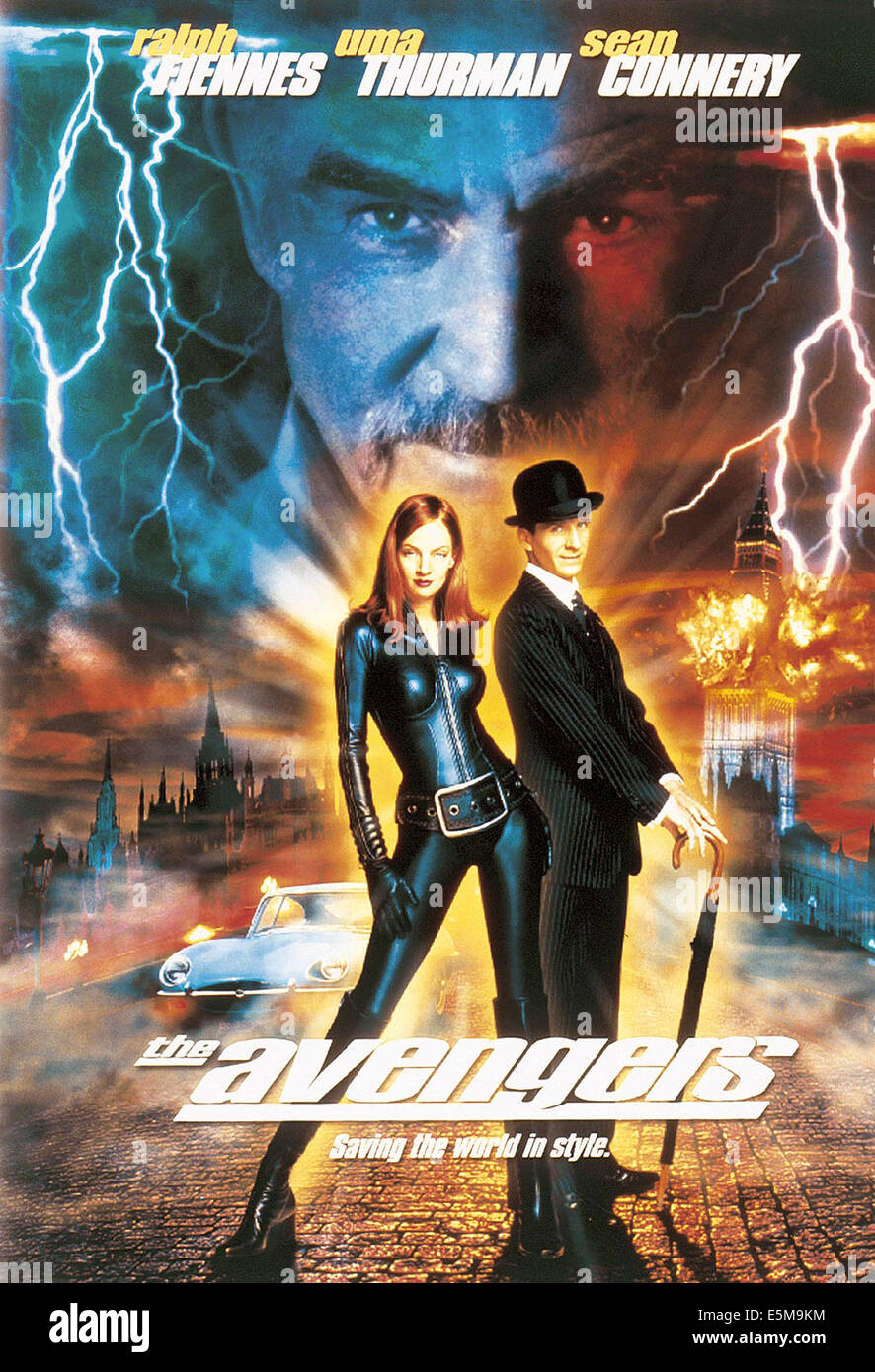 THE AVENGERS, Sean Connery (rear), Uma Thurman, Ralph Fiennes, 1998