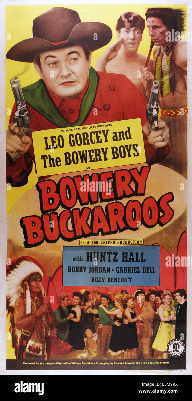 BOWERY BUCKAROOS, US poster, from left Leo Gorcey, Huntz Hall, Iron