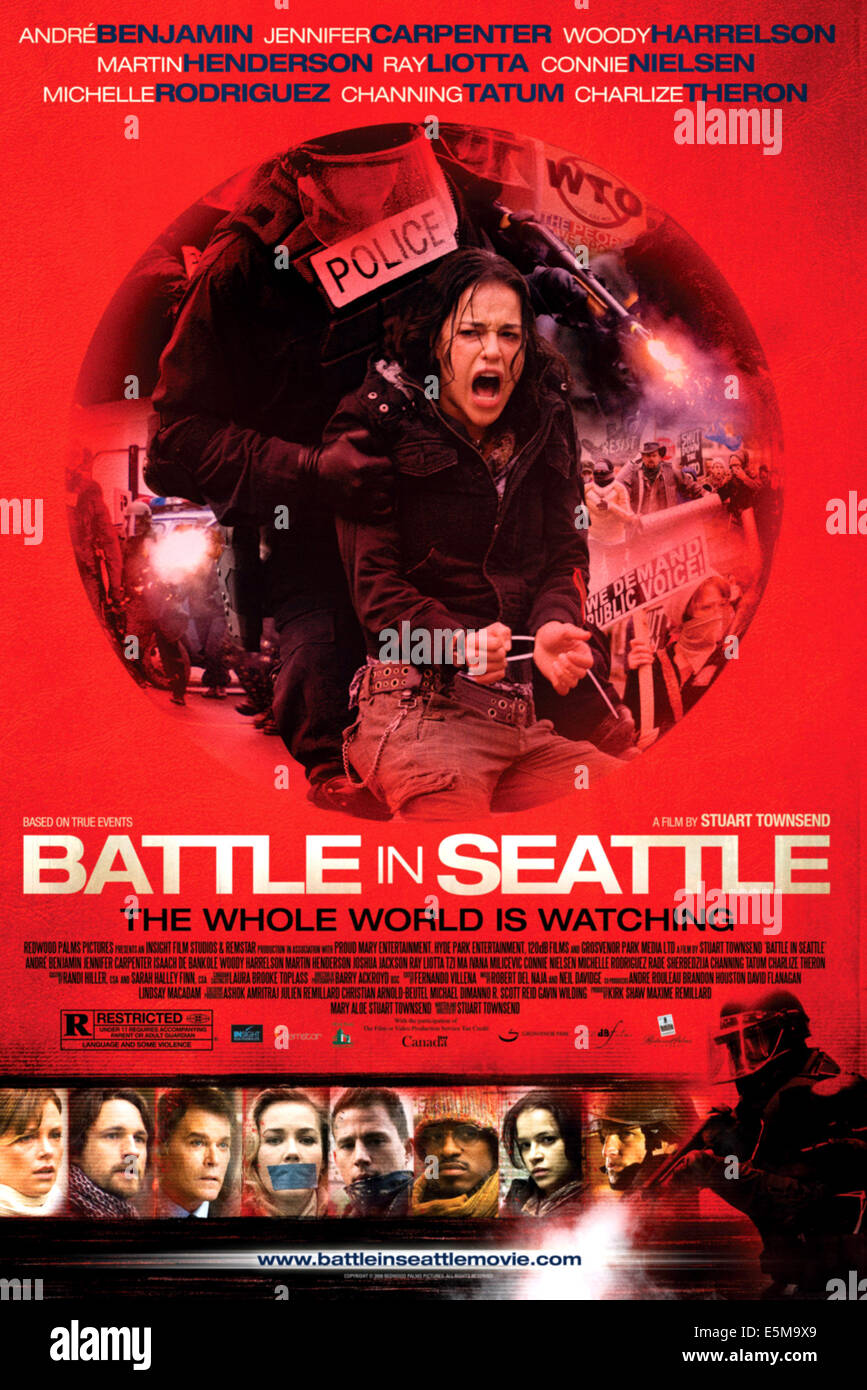 BATTLE IN SEATTLE, top: Michelle Rodriguez, bottom, from left: Charlize Theron, Martin Henderson, Ray Liotta, Connie Nielsen, Stock Photo