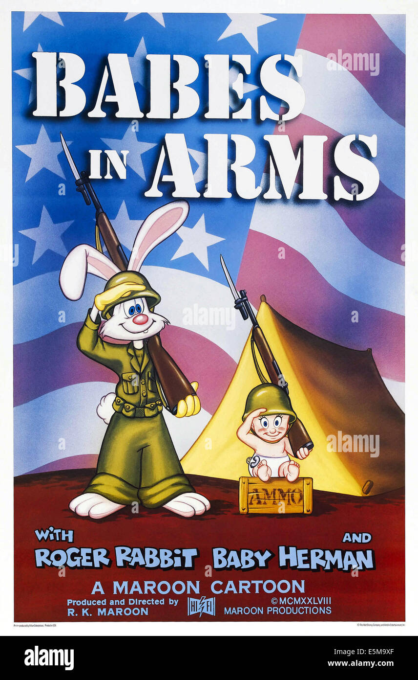 BABES IN ARMS, US poster, from left: Roger Rabbit, Baby Herman, 1988, © Buena Vista/courtesy Everett Collection Stock Photo