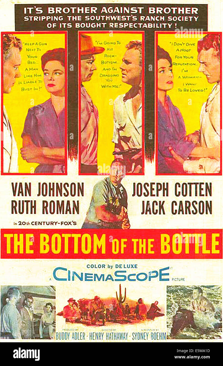 THE BOTTOM OF THE BOTTLE, top from left: Joseph Cotten, Ruth Roman,   Joseph Cotten, Van Johnson, Ruth Roman, Joseph Cotten; Stock Photo