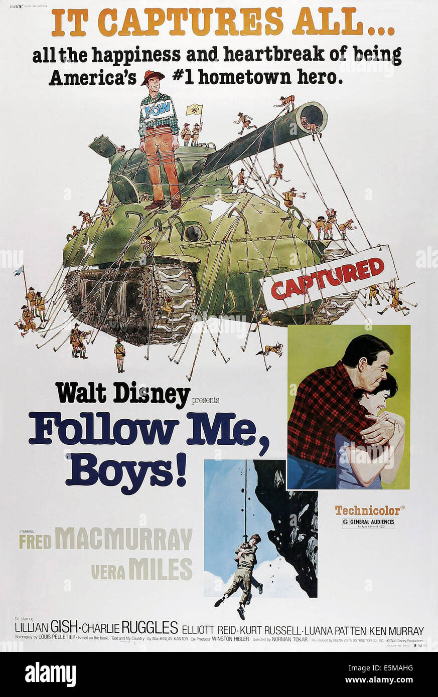 FOLLOW ME, BOYS!, US poster, (right photo) from left: Fred MacMurray, Vera  Miles, 1966 Stock Photo - Alamy, image size:873x1390