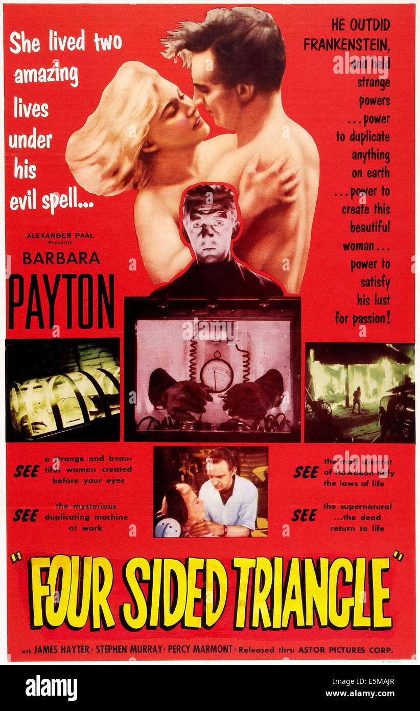 FOUR SIDED TRIANGLE, (aka THE MONSTER AND THE WOMAN), top from left: Barbara Payton, Stephen Murray; center: Stephen Murray; Stock Photo