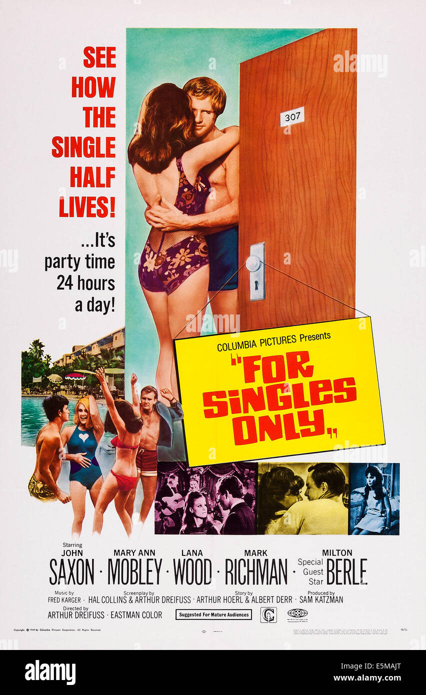 FOR SINGLES ONLY, US poster art, 1968 Stock Photo