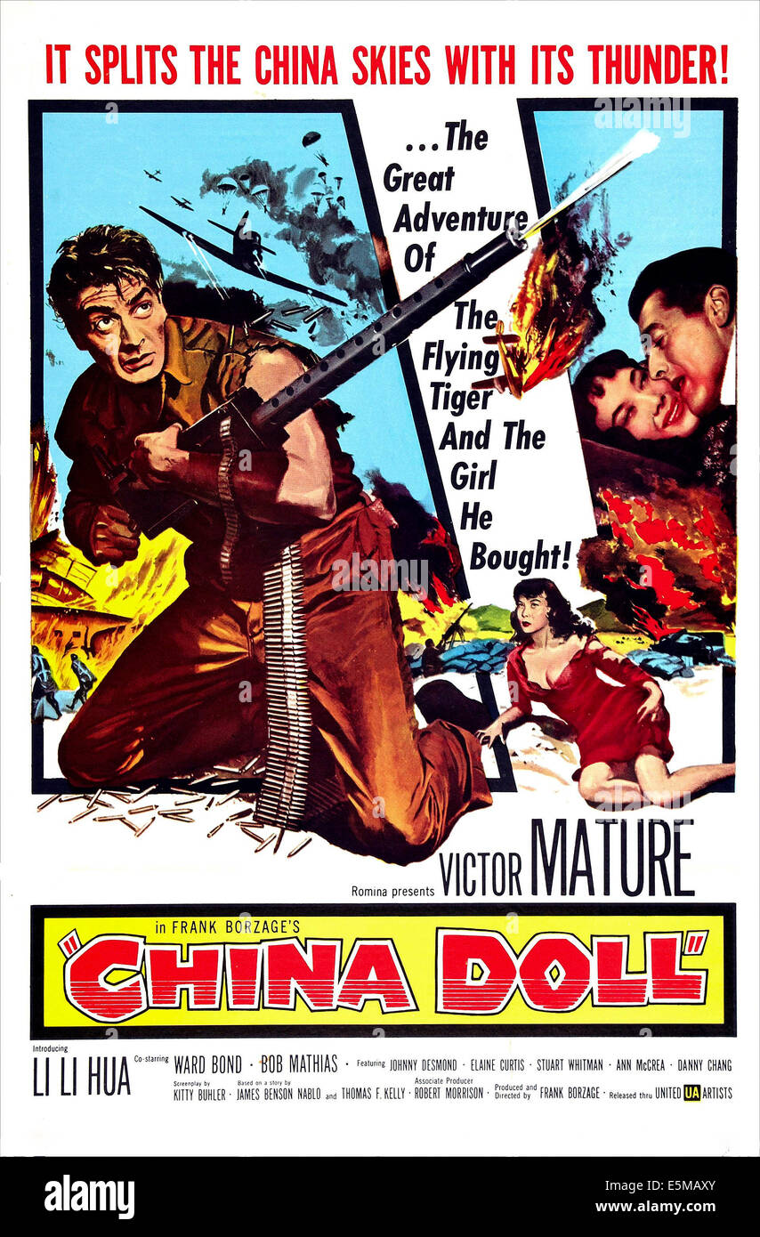 CHINA DOLL, US poster, Victor Mature, Li Li Hua, 1958 Stock Photo