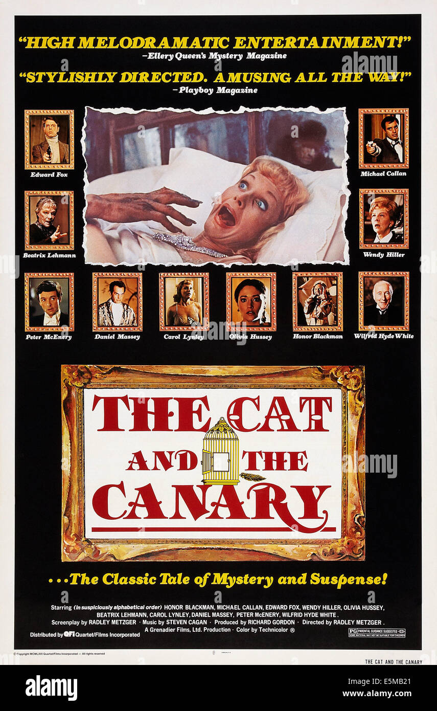 THE CAT AND THE CANARY, US poster, Carol Lynley (center), counter clockwise from top left: Edward Fox, Beatrix Lehmann, Peter Stock Photo