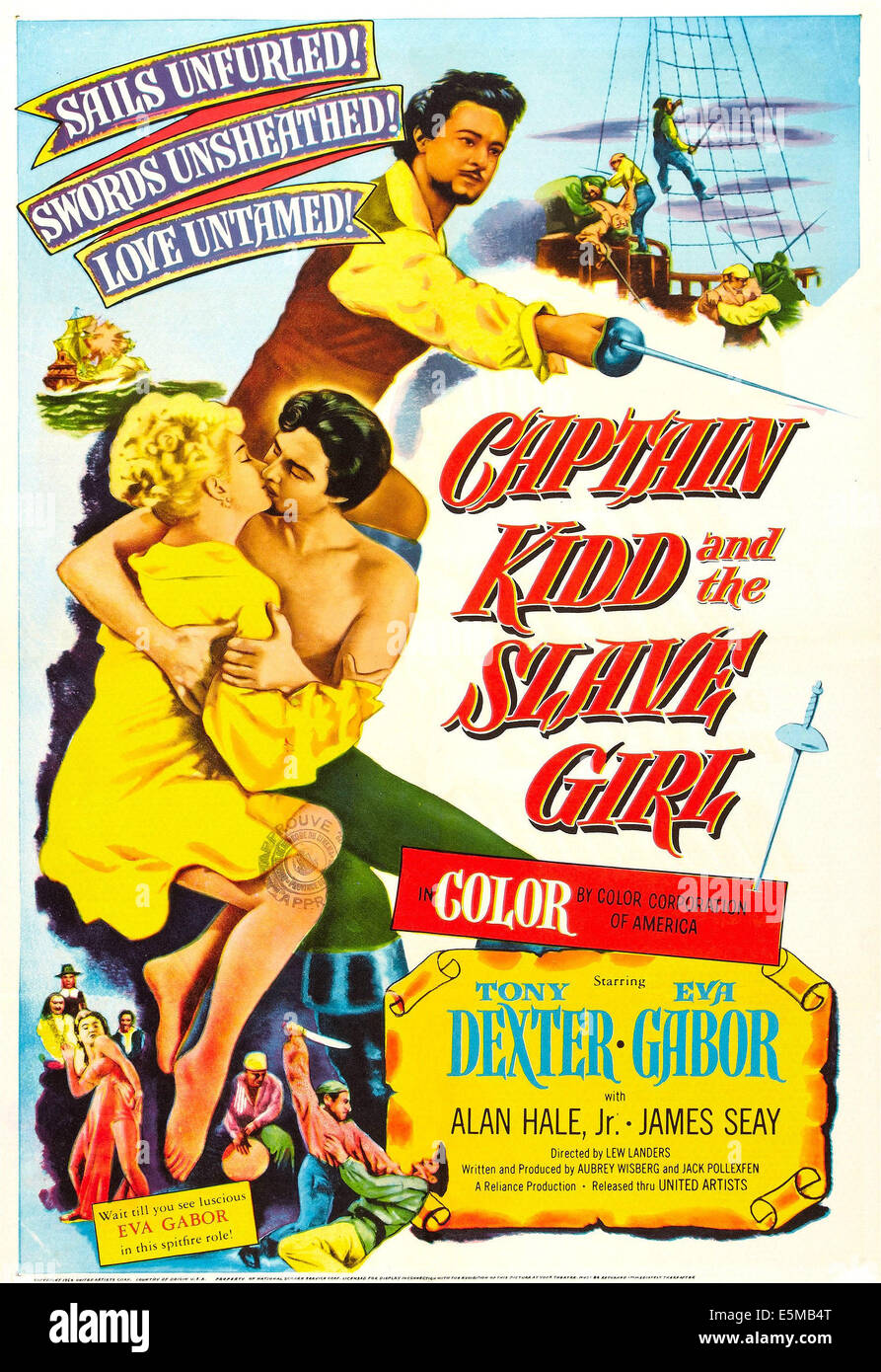 CAPTAIN KIDD AND THE SLAVE GIRL, US poster art, front from left: Eva Gabor, Anthony Dexter, 1954 Stock Photo