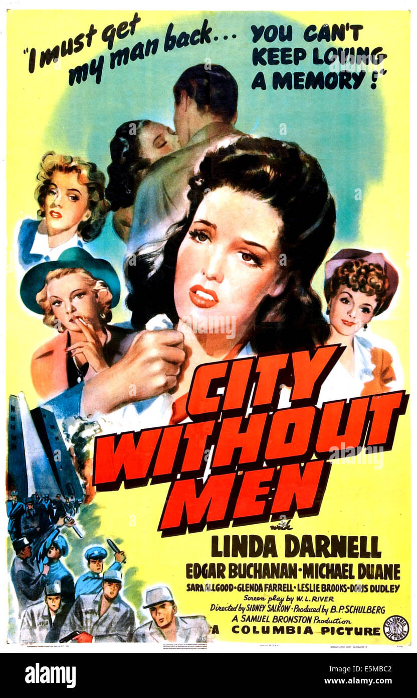 CITY WITHOUT MEN, US poster, Linda Darnell, 1943 Stock Photo