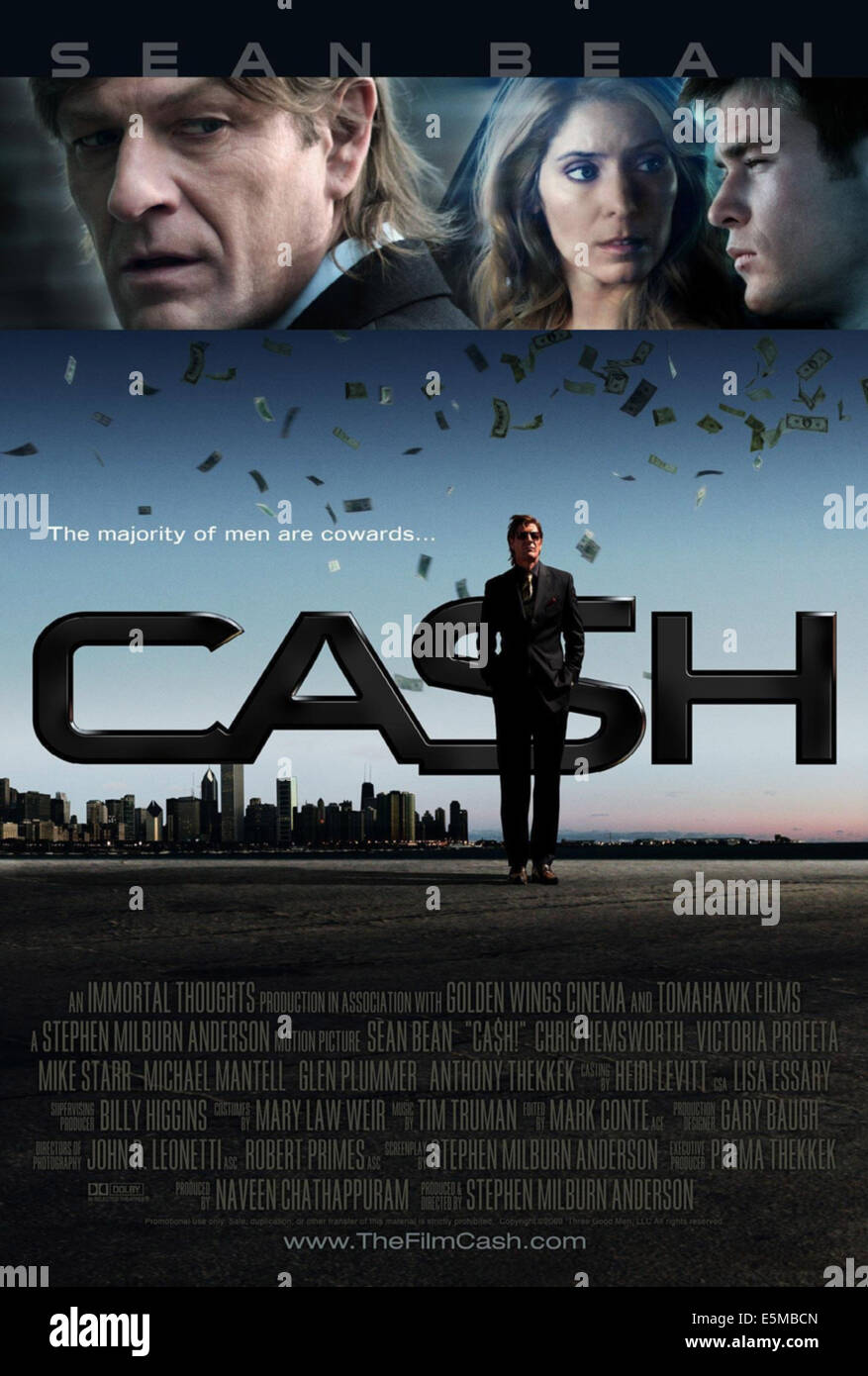CASH (aka CA$H), top l-r: Sean Bean, Victoria Profeta, Chris Hemsworth, bottom: Sean Bean on poster art, 2010, ©Roadside Stock Photo