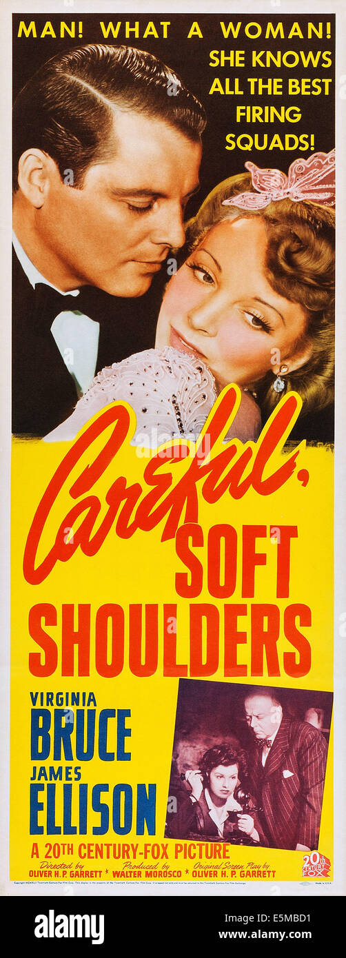 CAREFUL, SOFT SHOULDER, (aka CAREFUL, SOFT SHOULDERS), US poster, top from left: James Ellison, Virginia Bruce, bottom from Stock Photo