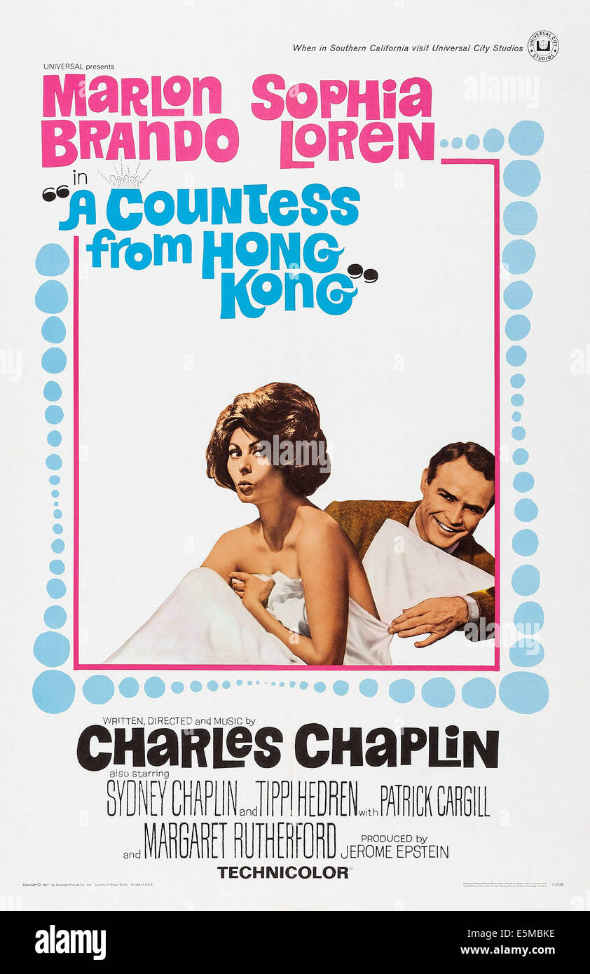 A COUNTESS FROM HONG KONG, l-r: Sophia Loren, Marlon Brando on US poster art, 1967 Stock Photo