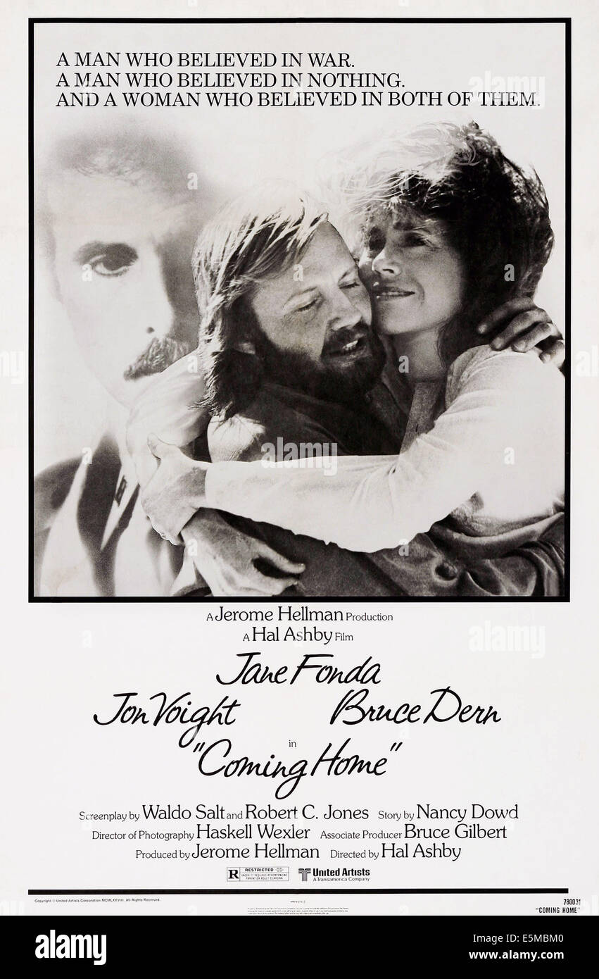 COMING HOME, US poster art, from left: Bruce Dern, Jon Voight, Jane Fonda, 1978. ©United Artists/courtesy Everett Collection Stock Photo