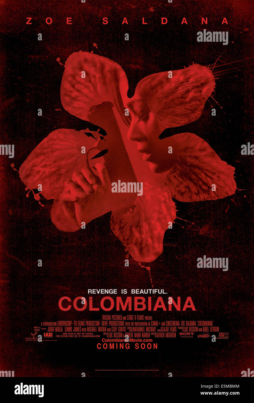 COLOMBIANA, Zoe Saldana on US poster art, 2011, ©Sony Pictures/courtesy Everett Collection Stock Photo