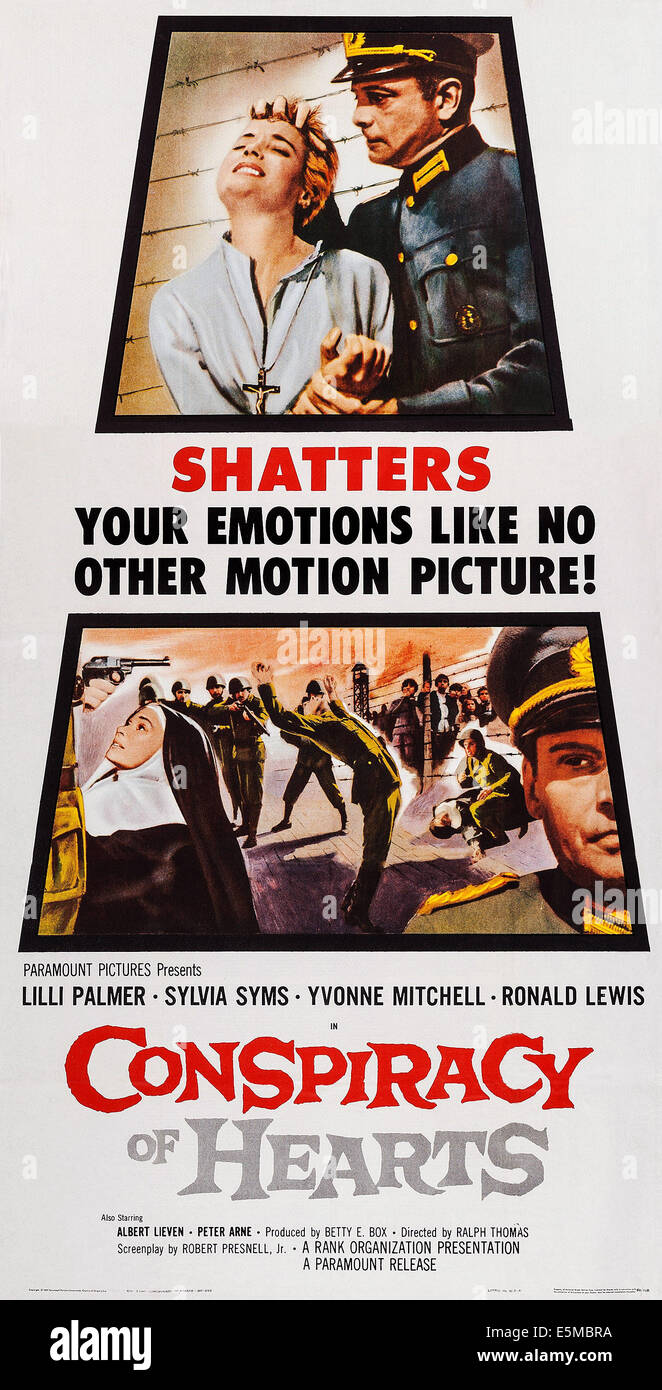 CONSPIRACY OF HEARTS, US poster, top from left: Sylvia Syms, Peter Arne, 1960 Stock Photo
