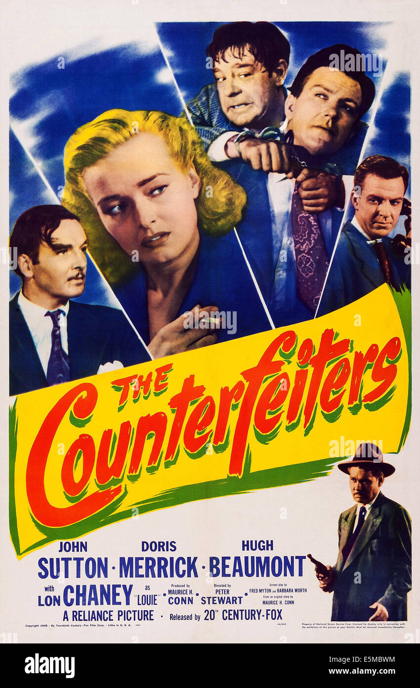 THE COUNTERFEITERS, US poster, from left: John Sutton, Doris 