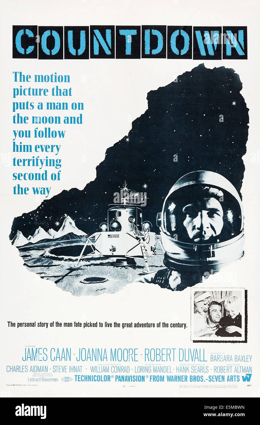 COUNTDOWN, top: James Caan, bottom l-r: Joanna Moore, James Caan, Bobby Riha on poster art, 1967. Stock Photo