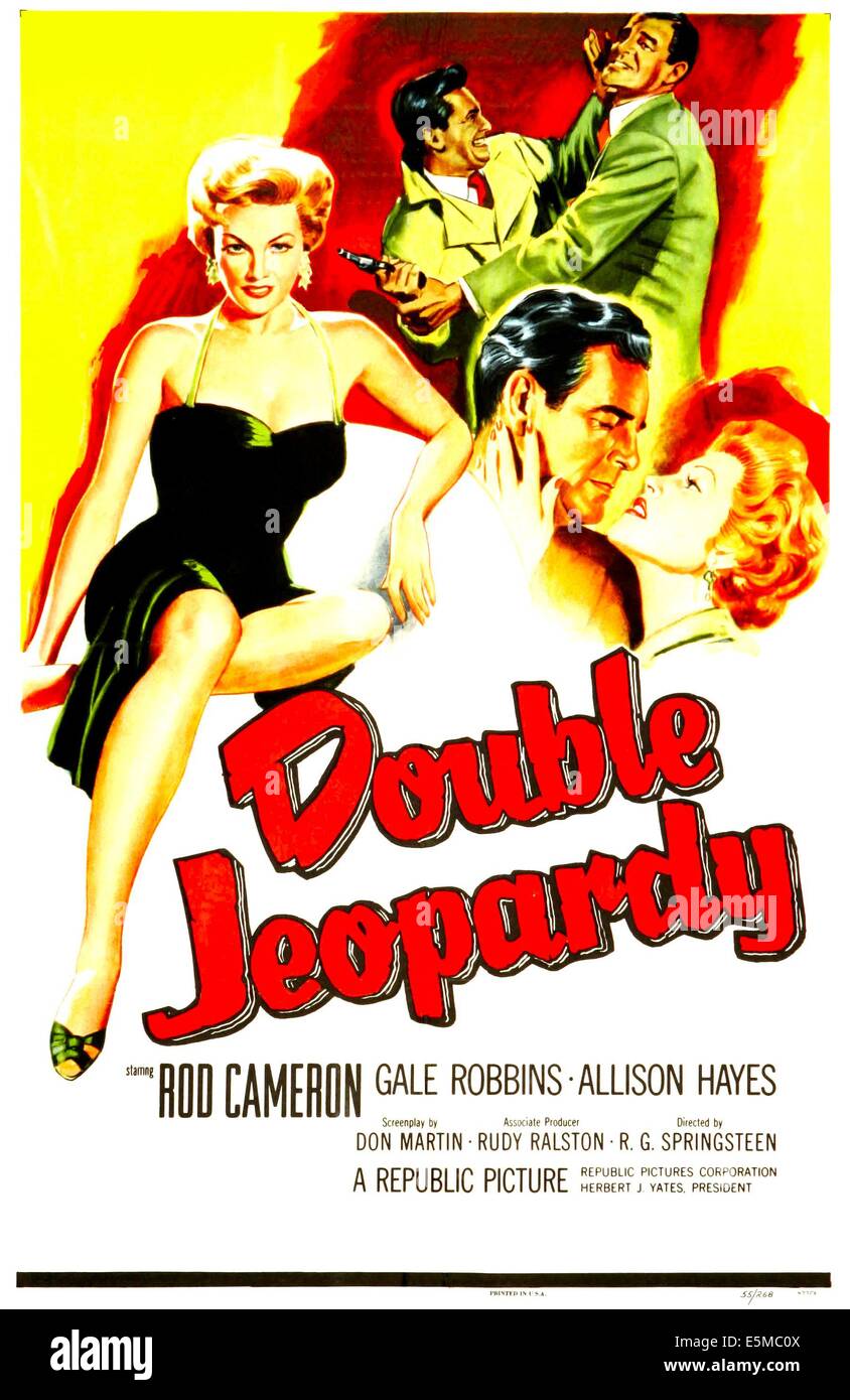 DOUBLE JEOPARDY, US poster, from left: Gale Robbins, Rod Cameron, 1955 Stock Photo