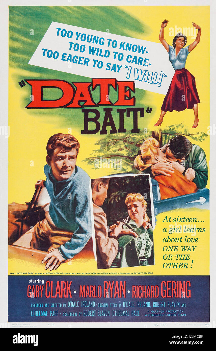 DATE BAIT, U.S. poster art, Gary Clarke, Richard Gering, Marlo Ryan, 1960 Stock Photo